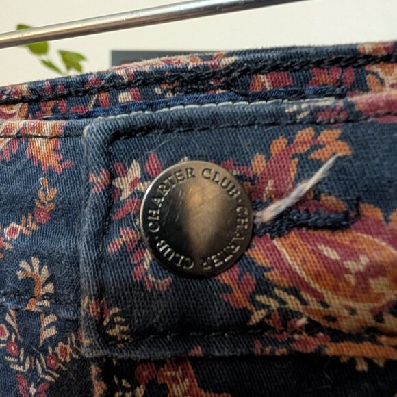 Charter Club Bristol Skinny Ankle Pants Paisley Print Size 8 - Picture 2 of 3
